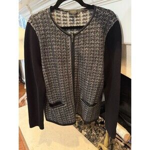 Talbots Pure Merino Wool Long Sleeve Zip Front Blazer Size XL